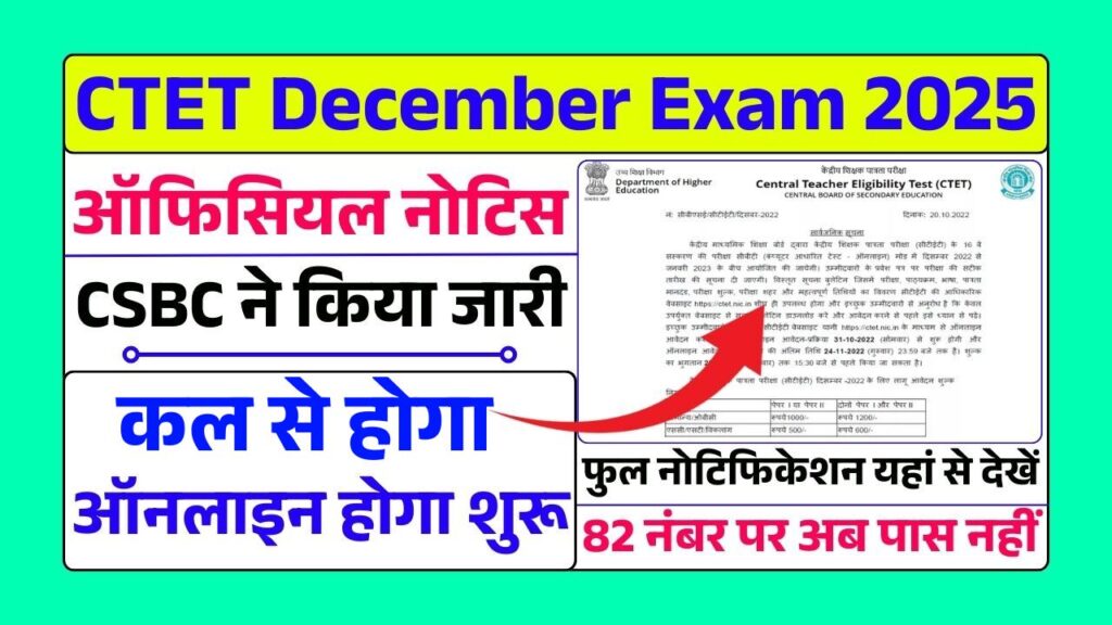 CTET December Exam 2025 Official Notice Out